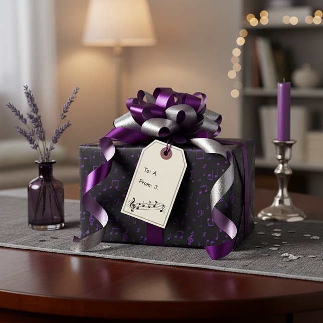 Purple musical pattern wrapping paper (Creator Uploaded)