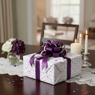 Purple musical pattern wrapping paper