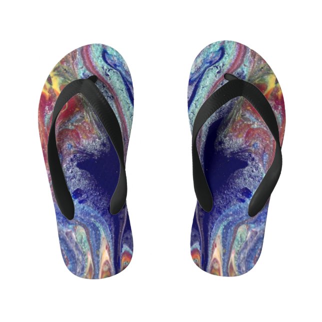 Purple mystery splash  kid's flip flops (Footbed)