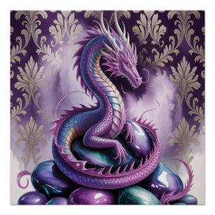 Purple Mystic Dragon Gothic Poster