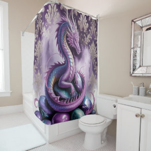Purple Mystic Dragon Gothic Shower Curtain
