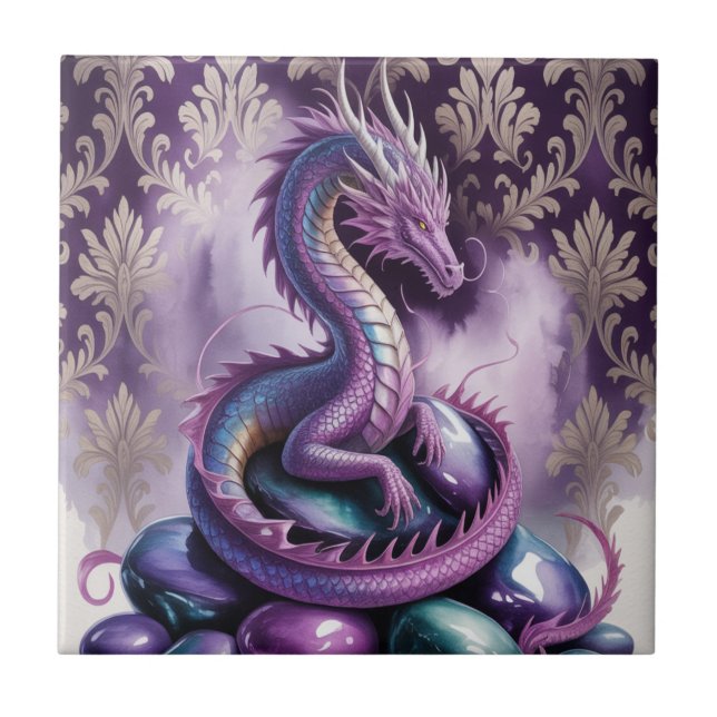 Purple Mystic Dragon Gothic Tile (Front)