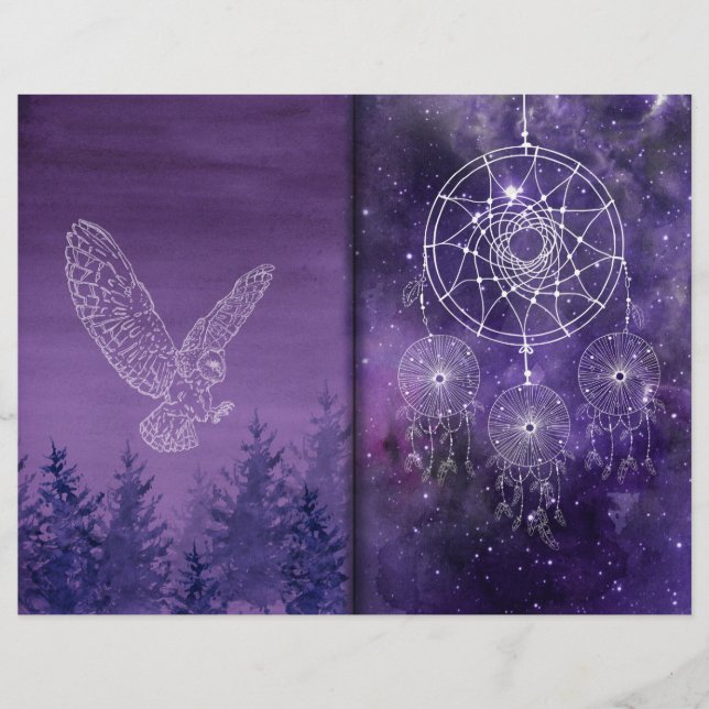 Purple Mystic Dreamcatcher Scrapbook Paper (Front)