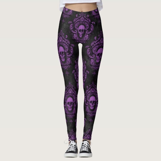 Purple Mystic Skull Leggings (Front)