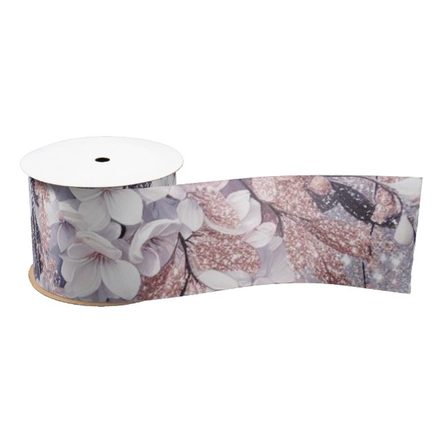 Purple Mystical Wisteria Drift Satin Ribbon (Spool)
