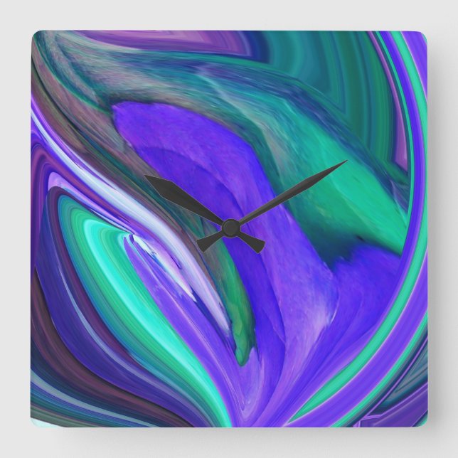 Purple N Teal Abstract Wall Clock (Front)