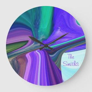 Purple N Teal Abstract Wall Clock personalised