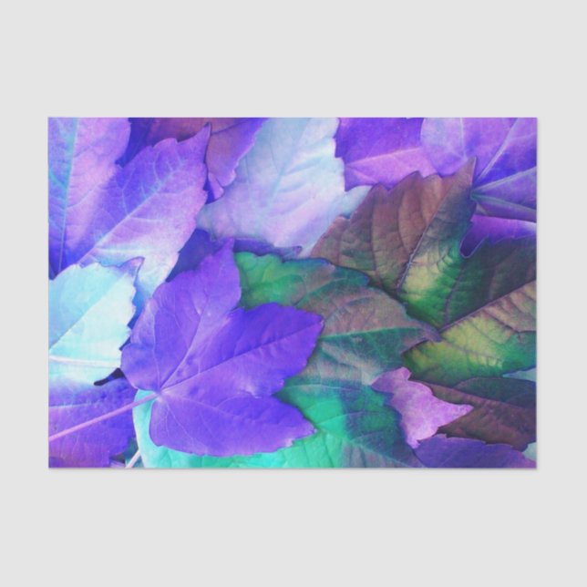 Purple N Teal Leaves Tissue Paper (Front)