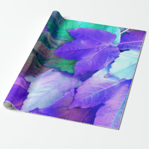 Purple N Teal Leaves Wrapping Paper