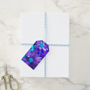 Purple N Turquoise Daisy Bouquet Gift Tags
