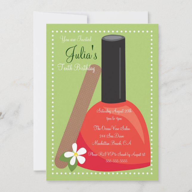 Purple Nail Polish Birthday Invite (Front)