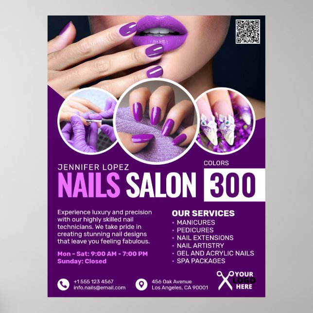 Purple Nail Salon, Beauty Salon, Makeup Artsit Poster (Front)