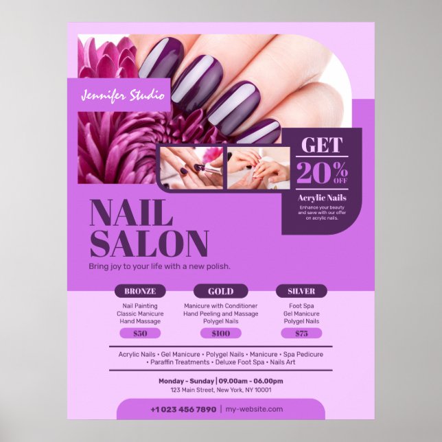 Purple Nail Salon, Makeup Artist, Beauty Salon - Poster (Front)