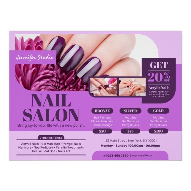 Purple Nail Salon, Makeup Artist Glossy Poster (Front)