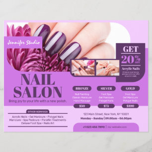 Purple Nail Salon, Makeup Artist (Horizontal) Flyer