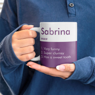Purple Name Definition Custom Funny Birthday Coffee Mug