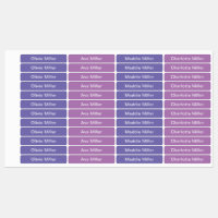 Purple name labels for school camp daycare