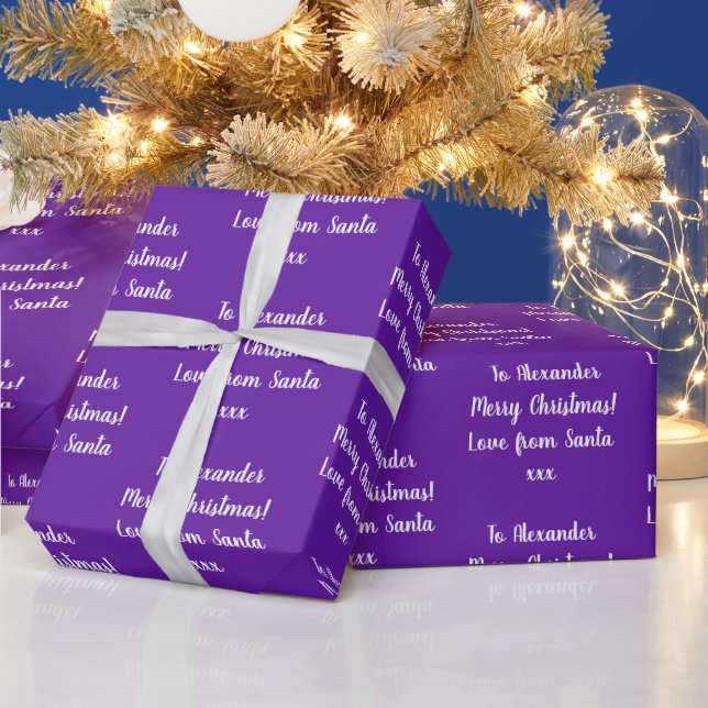 Purple Name Love From Santa Christmas Wrapping Paper (Holidays)