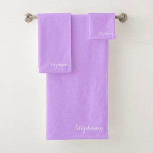 Purple Name Modern Elegant Monogram Boho Bath Towel Set