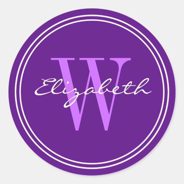 Purple Name Monogram Envelope Seals (Front)