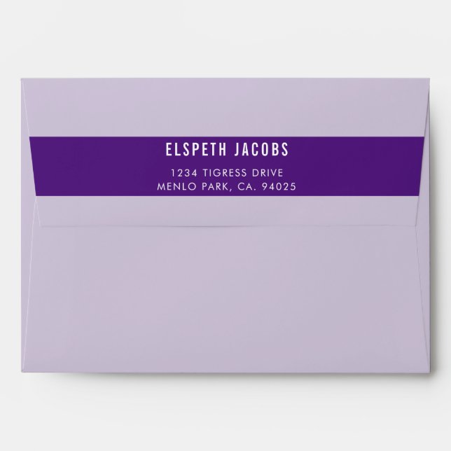 PURPLE NAME RETURN ADDRESS modern bold block Envelope (Back (Top Flap))