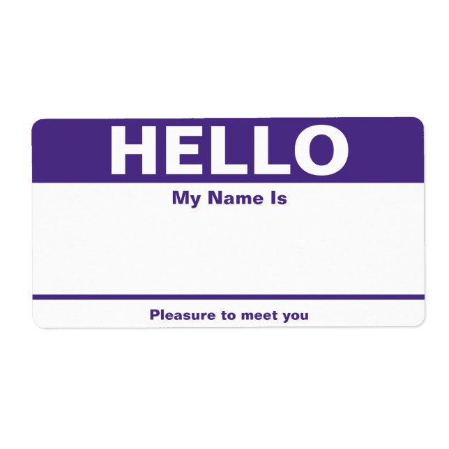 Purple Name Tag - Avery Label (Front)