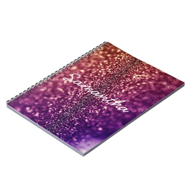 Purple named SAMANTHA crystal glitter notebook (Left Side)