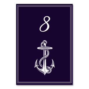 Purple Nautical Anchor Table Number Card