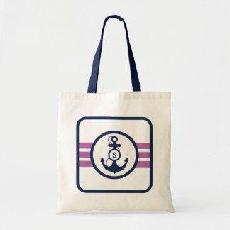 Purple Nautical Monogram Tote Bag