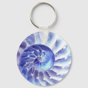 Purple Nautilus Art Key Ring