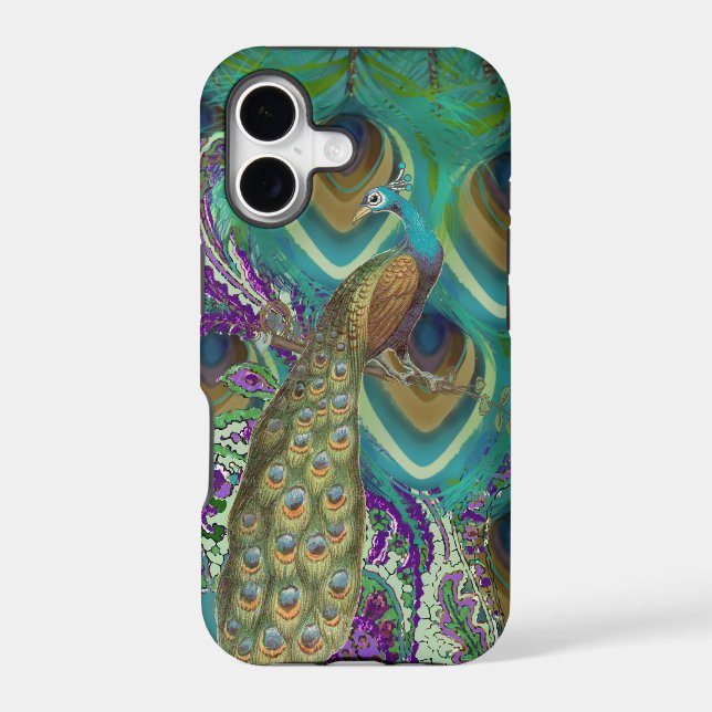 Purple Navy and Copper Paisley Peacock & Feathers (Back)