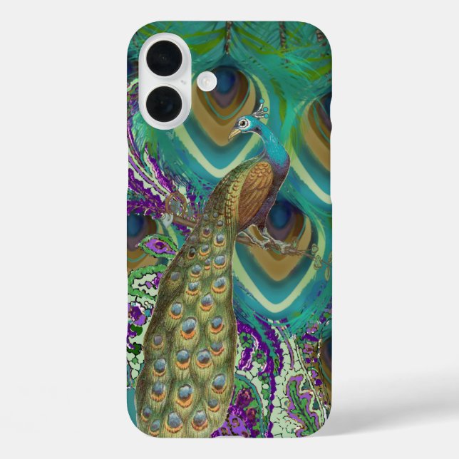 Purple Navy and Copper Paisley Peacock & Feathers Case-Mate iPhone Case (Back)