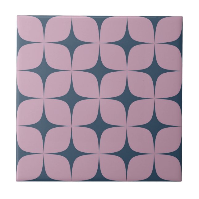 Purple & Navy Blue Mid-Century Modern Vintage  Tile (Front)