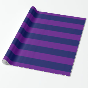 Purple, Navy Blue XL Stripes Pattern V Wrapping Paper