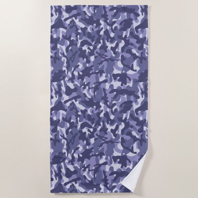 Purple Navy Camouflage  Beach Towel (Front)