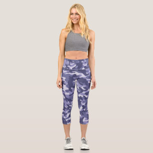 Purple Navy Camouflage Capri Leggings