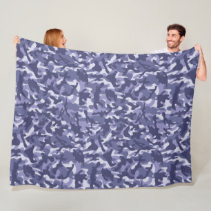 Purple Navy Camouflage Fleece Blanket