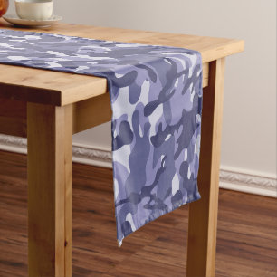 Purple Navy Camouflage Long Table Runner