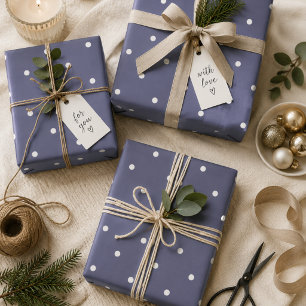 Purple Navy Polka Dots Wrapping Paper