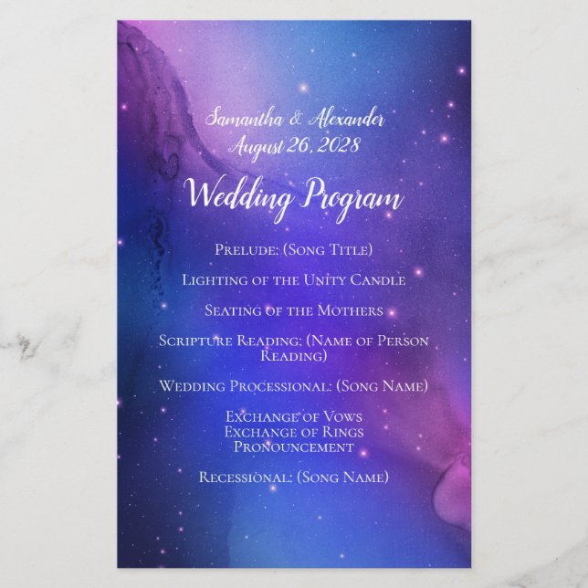 Purple Nebula Celestial Art Outer Space Wedding (Front)