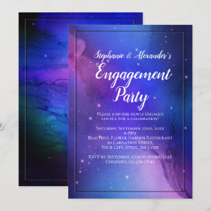 Purple Nebula Celestial Art Outer Space Wedding Invitation