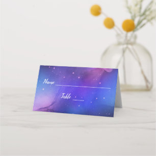 Purple Nebula Celestial Art Wedding Table Place Card
