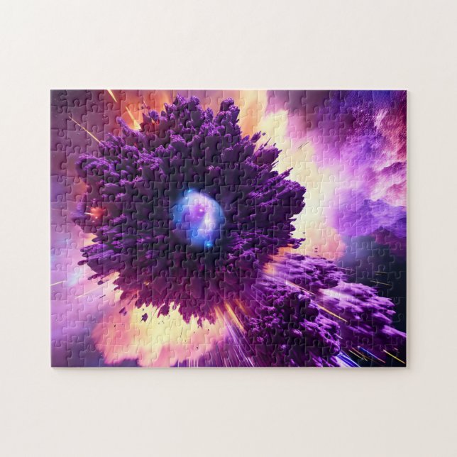 Purple nebula cosmic event in clouds of star dust jigsaw puzzle (Horizontal)