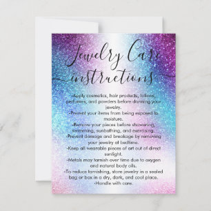 Purple Nebula Galaxy Glitter Jewellery Care Card