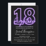 Purple Neon 18th Birthday Invitation<br><div class="desc">Design features Purple Neon graphics on Front side.</div>