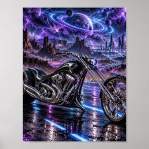 Purple Neon Chopper Poster