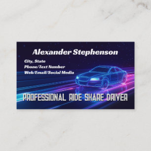 Purple Neon Driving Lyft Uber Driver Rideshare Business Card