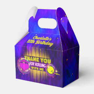 Purple Neon Glow Girl's Bowling Birthday Party Favour Box