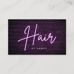 Purple Neon Hair On Brick Wall Business Card