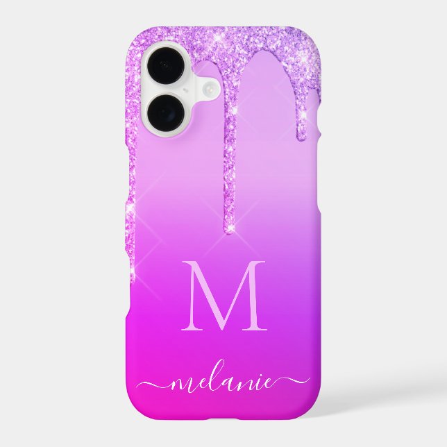 Purple Neon iPhone Case Custom Name and Letter (Back)